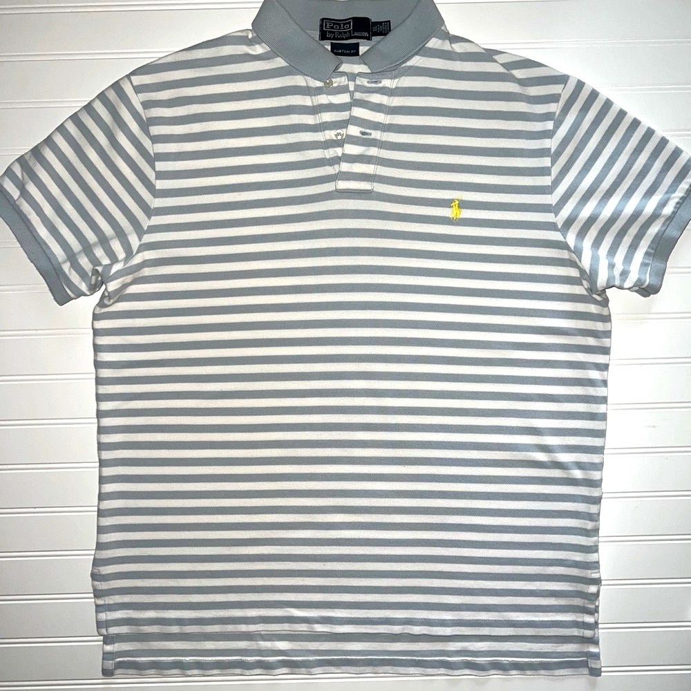 LIKE NEW‼️Ralph Lauren Polo -Size XL Custom Fit Light Blue/White Stripe